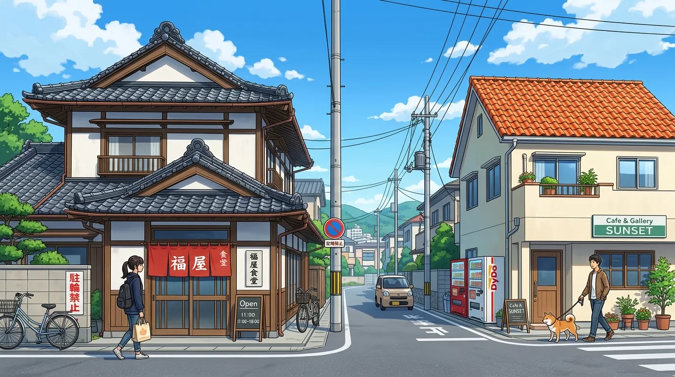 伝統的な和瓦の屋根と、南欧風の洋瓦の屋根の2枚の写真。]