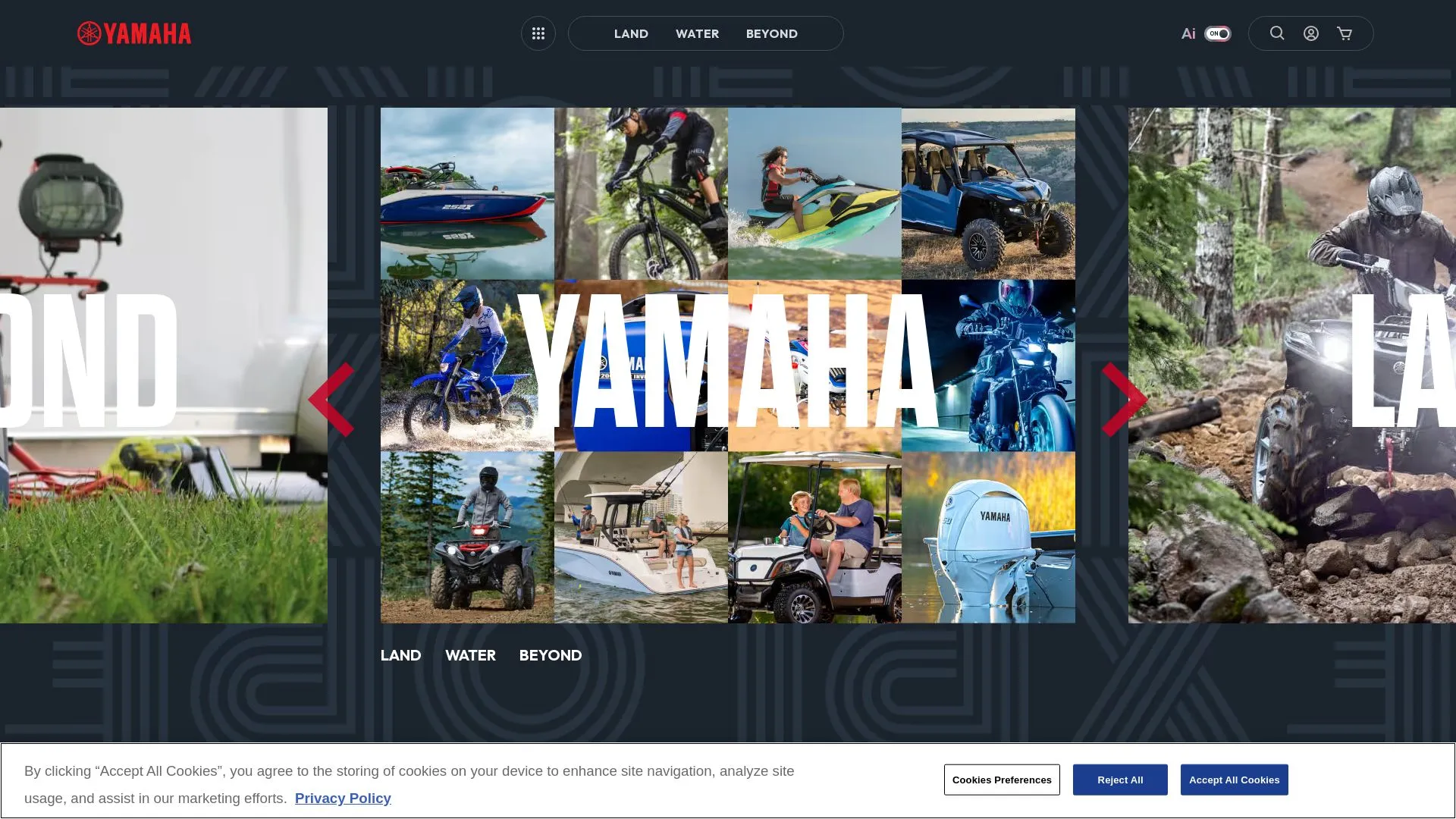 Yamaha Motor Corporation, U.S.A.（2026年9月3日時点の公式サイトの画面）