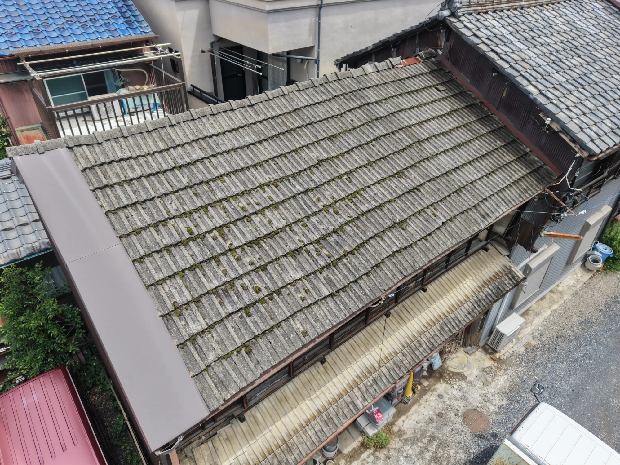 2026年7月施工　【岐阜市】築60年のセメント瓦屋根の葺き替え - 施工前