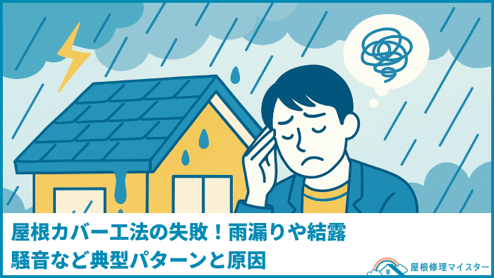 屋根カバー工法の失敗！雨漏りや結露、騒音など典型パターンと原因